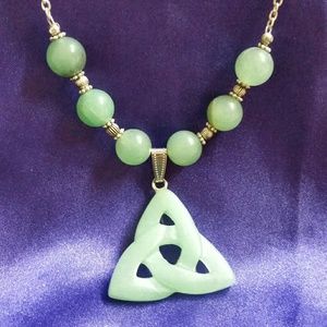 3/$30 Sale!  Green aventurine triqueta necklace